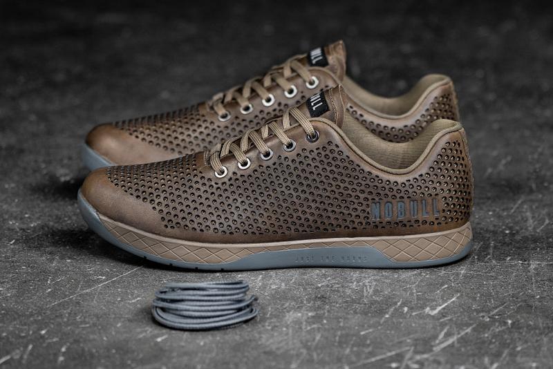 Nobull Sand Leather Women's Trainers Brown | USA S1936G